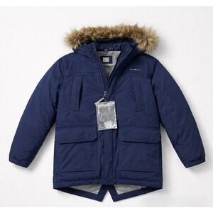NEW! Eddie Bauer BOYS SUPERIOR DOWN PARKA JACKET COAT NAVY BLUE XS 5/6